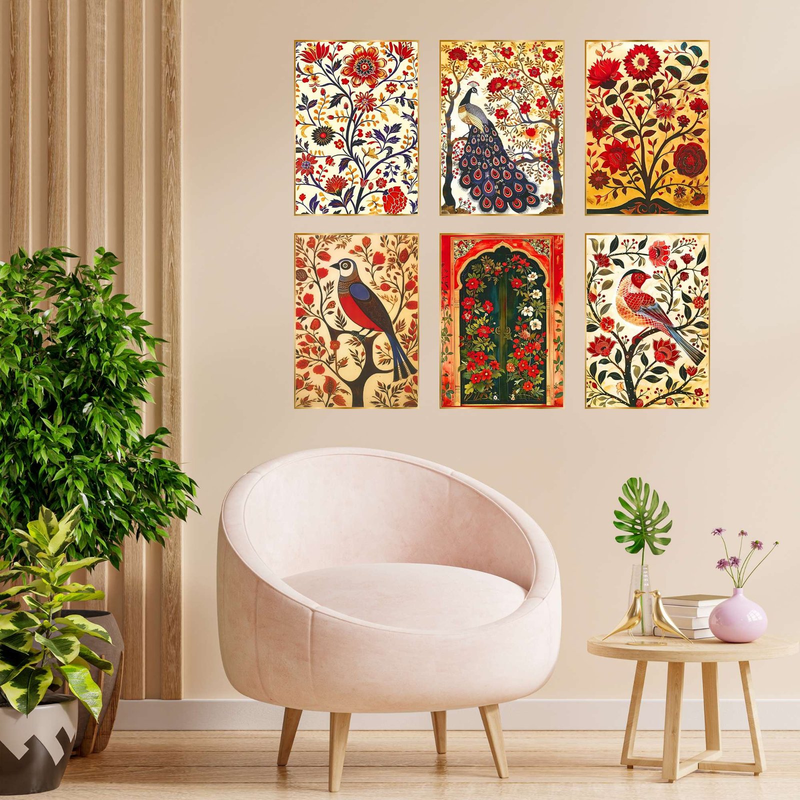 Set of Six Wall Paintings for Wall Dacoration Golden Framed Wall Paintings for Living Room & Bedroom Wall Art for Home Decoration & Office Wall Décor (13x10 inch CH-GD6-9)
